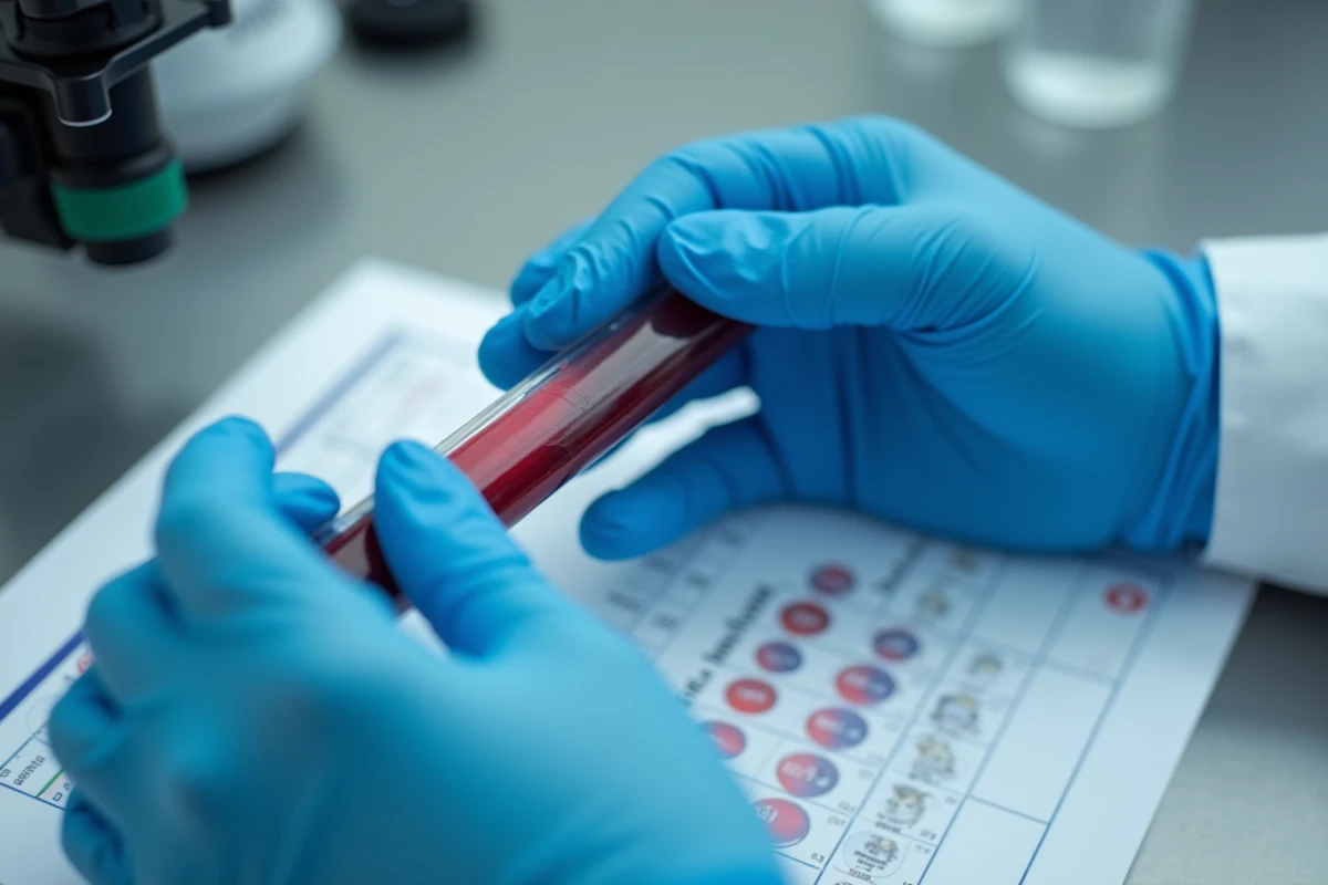 Technicien de laboratoire analysant un échantillon sanguin pour détecter un taux élevé de monocytes pendant la grossesse