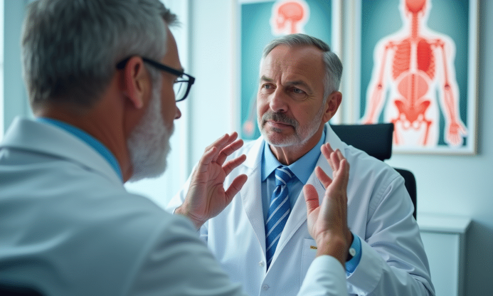 Consultation neurologue examinant les réflexes du patient