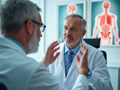 Consultation neurologue examinant les réflexes du patient