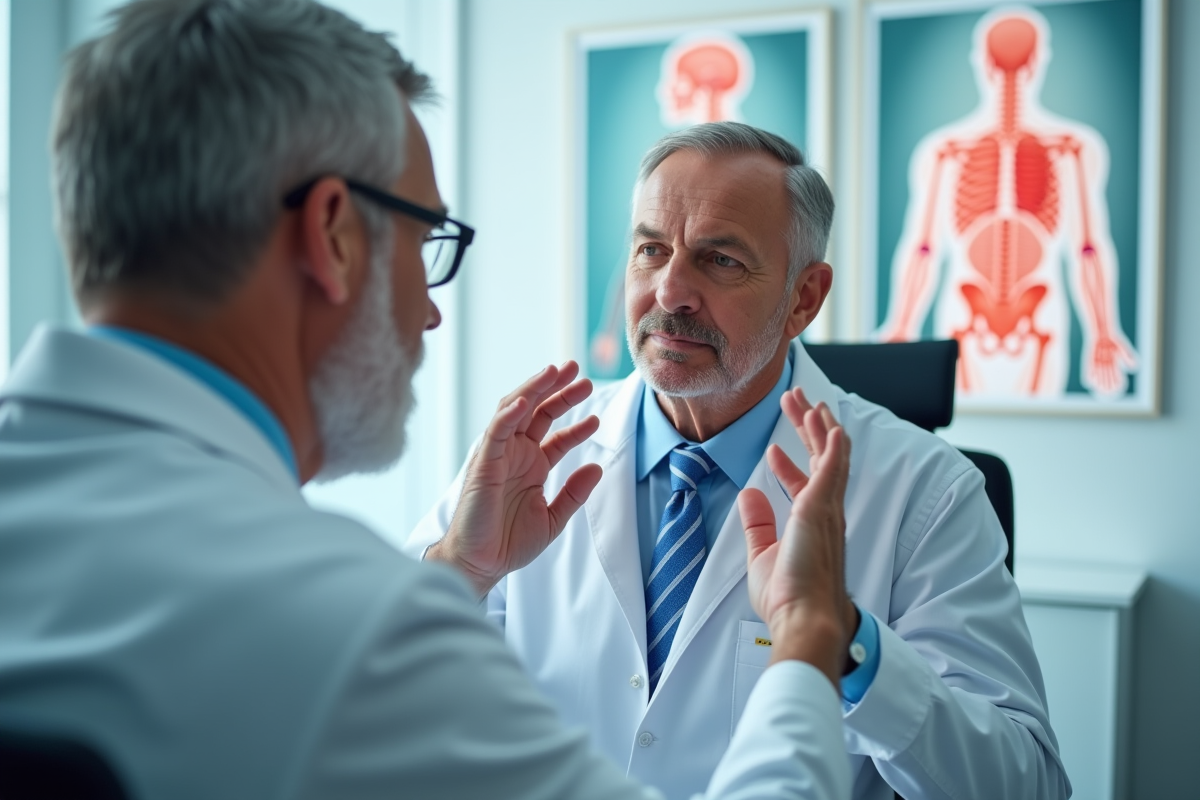 Consultation neurologue examinant les réflexes du patient