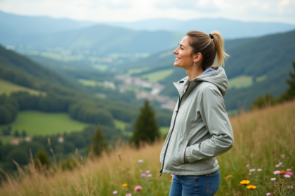 Femme active en plein air dans la campagne française