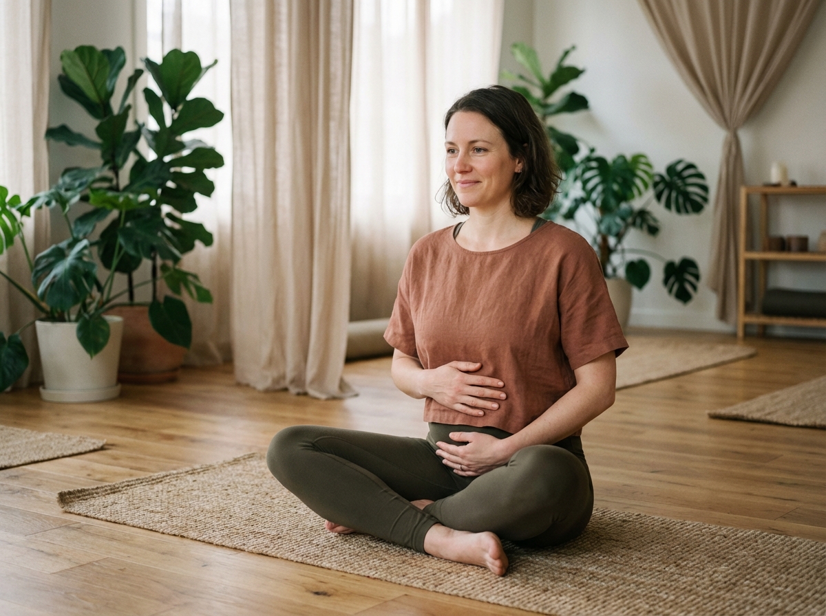 Femme en yoga méditatif dans un studio apaisant