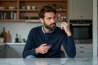 Cigarette IQOS avec tabac chauffé sur fond neutre