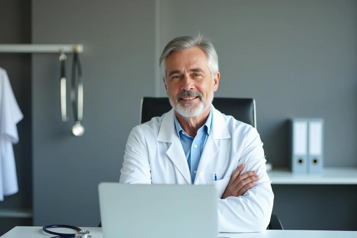 Médecin généraliste devant un ordinateur affichant un logiciel médical, fiabilité et sécurité des données patient en cabinet