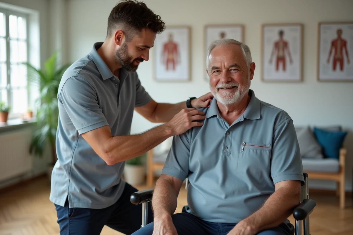 Physiothérapeute montrant des exercices d