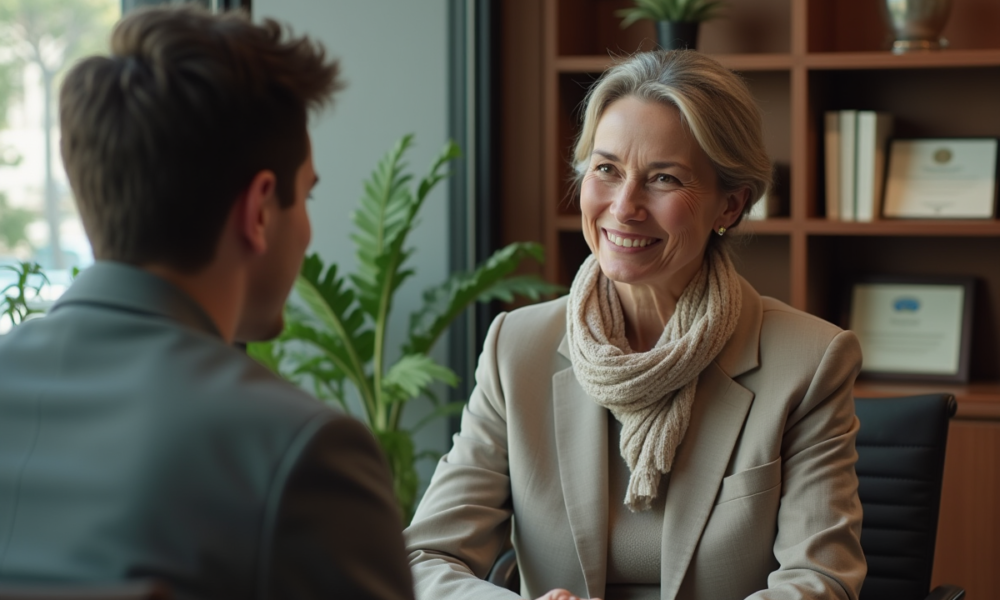 Psychologue femme attentive lors d'une séance de thérapie