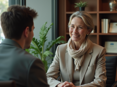 Psychologue femme attentive lors d'une séance de thérapie