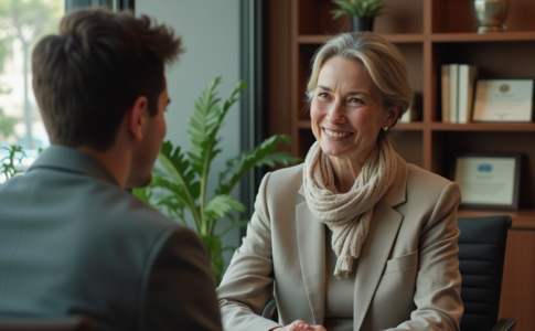 Psychologue femme attentive lors d'une séance de thérapie