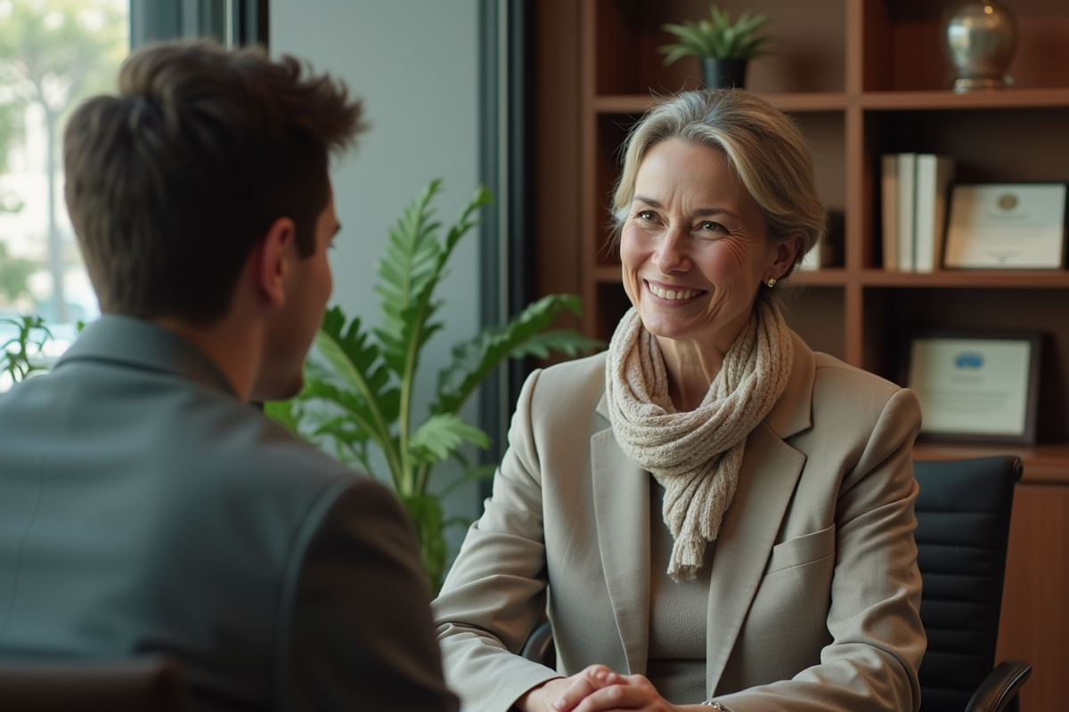 Psychologue femme attentive lors d'une séance de thérapie